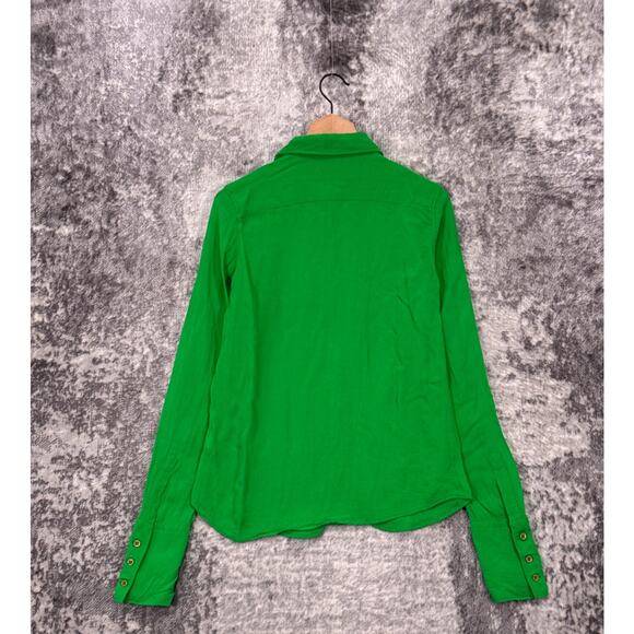 Salt Murphy Shirt Medium Mens Green Crepe Slim Fitted Long Sleeve Button Down - Picture 3 of 8